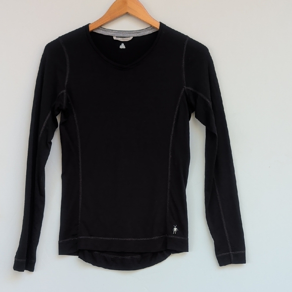 Smartwool Merino Wool black base layer long sleeve top Y-001 - Small - Picture 1 of 5